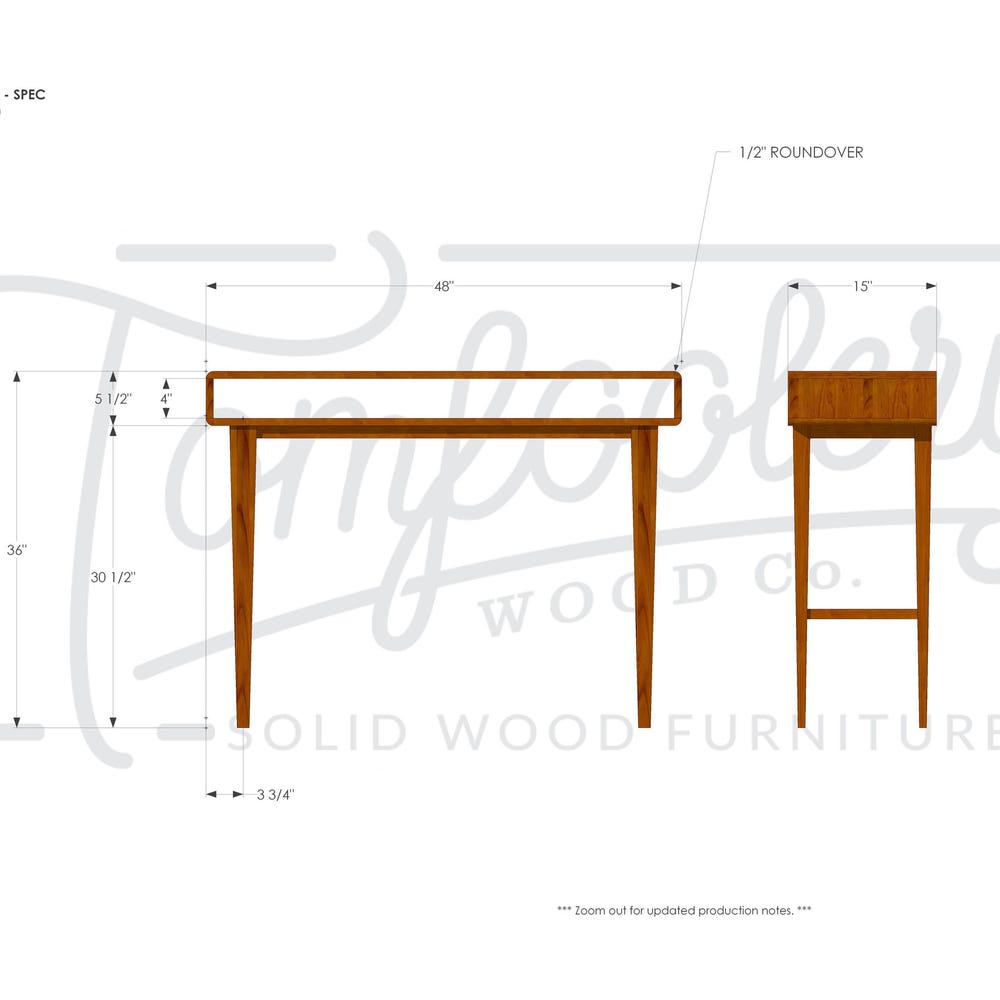 Legard Sofa Table, Modern Entryway Table, Modern Console Table, Wood Rectangular Entry Table, No Drawers (Shown in Cherry) - Image 9