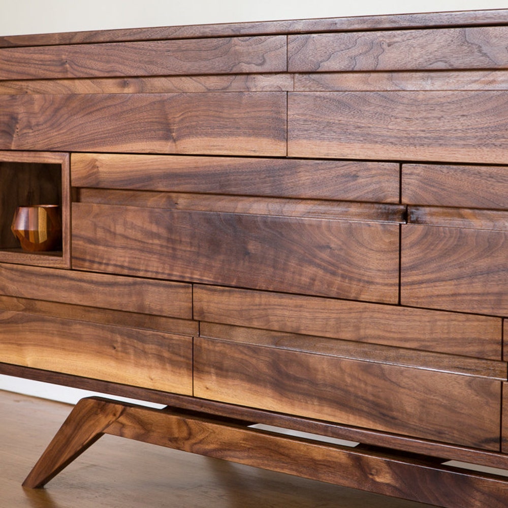 Mid Century Danish Modern Style Dresser in Walnut with Cubbies - Image 2