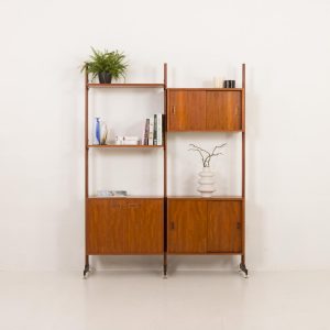 il_1000x1000.6316485776_9fhy.jpg Italian mid century freestanding, double-sided two bay teak room divider, 1960s