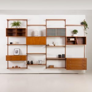 il_1000x1000.6328089768_4ip6.jpg Kai Kristiansen four bay teak wall unit with a dresser, FM Mobler, Denmark 1960s