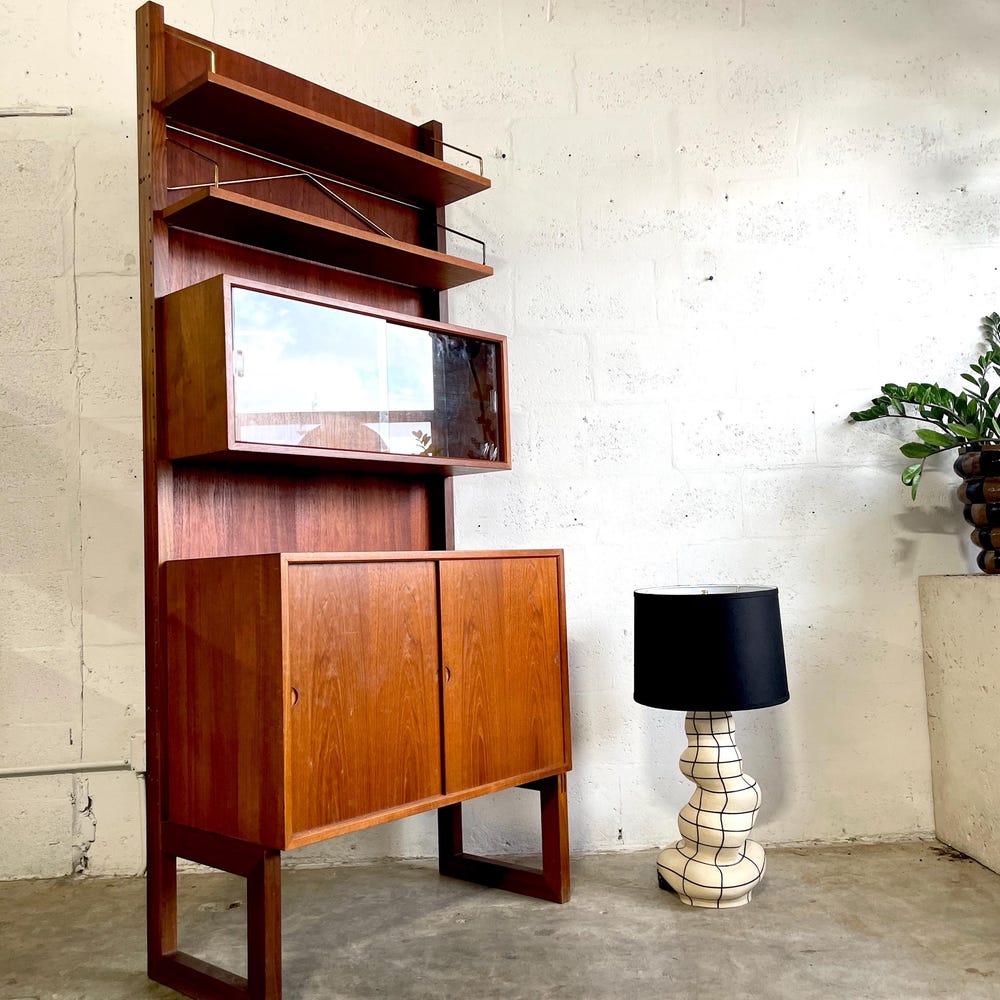 Danish Mid Century Poul Cadovius Wall Unit Bookcase Freestanding