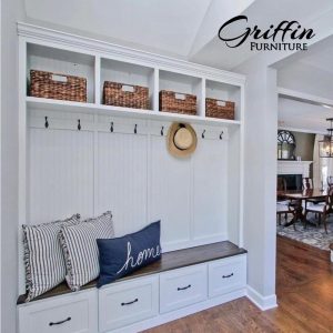 Georgia Coat Rack & Shoe Storage | Tree Bench | 4-Section Entryway Organizer  | Mudroom Furniture | Farmhouse Style