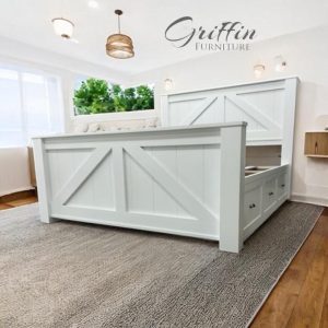 Brooklyn Solid Wood Platform Bed | Queen & King Size | Rustic Bedroom Furniture | Handmade Bed Frame |Wood Bed Frame with Storage Drawers