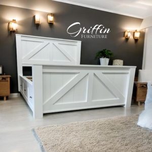 Brooklyn Wood Bed Frame with Storage Drawers | Queen & King Size | Rustic Bedroom Furniture | Solid Wood Platform Bed | Handmade Bed Frame