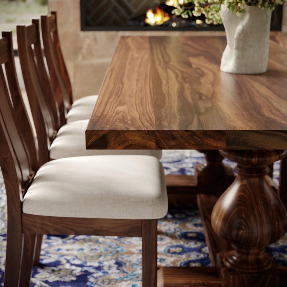 The Benedict Walnut Dining Table, Handcrafted Solid Wood Dining Table, Family Dining Table, Wooden Trestle Table - Image 3