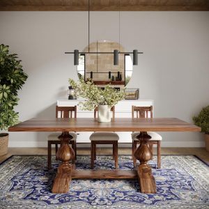 il_1000x1000.6469559565_5tr3.jpg The Benedict Walnut Dining Table, Handcrafted Solid Wood Dining Table, Family Dining Table, Wooden Trestle Table