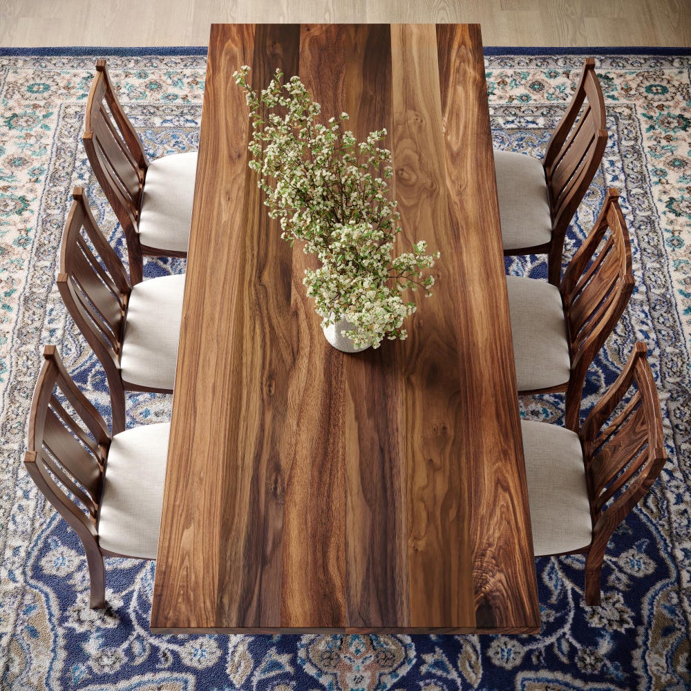 The Benedict Walnut Dining Table, Handcrafted Solid Wood Dining Table, Family Dining Table, Wooden Trestle Table - Image 5