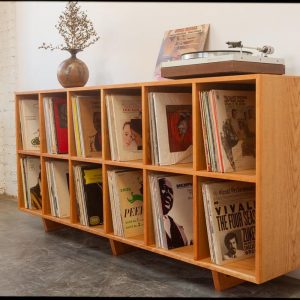 Hifi Double Decker Vinyl Storage Unit with Mid Century Modern Stylings