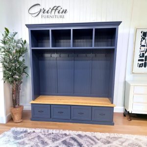 Georgia Hall Tree | Shoe Storage Bench | Mudroom Furniture | Wall Mount Coat Rack | Shoe Storage Cabinet (4-section)