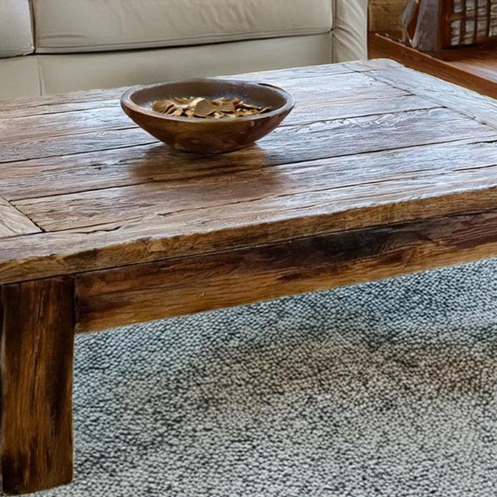 Wooden Rustic handmade wooden coffee table live edge solid wood trestle farmhouse home decor furniture handcrafted rectangular end table - Image 2