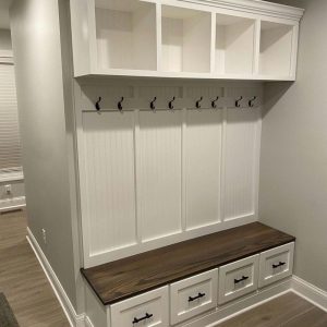 il_1000x1000.6498662471_if86.jpg New York Style Mudroom Bench | 4-Section Entryway Organizer with Shoe & Coat Storage | Custom Hall Tree | Farmhouse Entry Bench