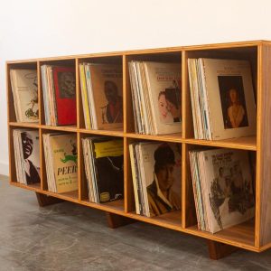 Lofi Double Decker Vinyl Storage Unit with Mid Century Modern Stylings