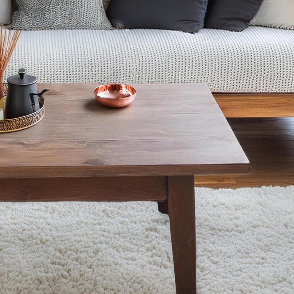 Wooden Rustic handmade wooden coffee table live edge solid wood trestle farmhouse home decor furniture handcrafted rectangular end table - Image 4