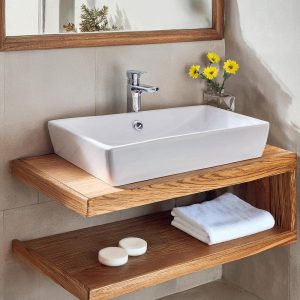 Wooden Rustic handmade bathroom vanity solid wood cabinet floating sink table counter top farmhouse home decor furniture  handcrafted shelf