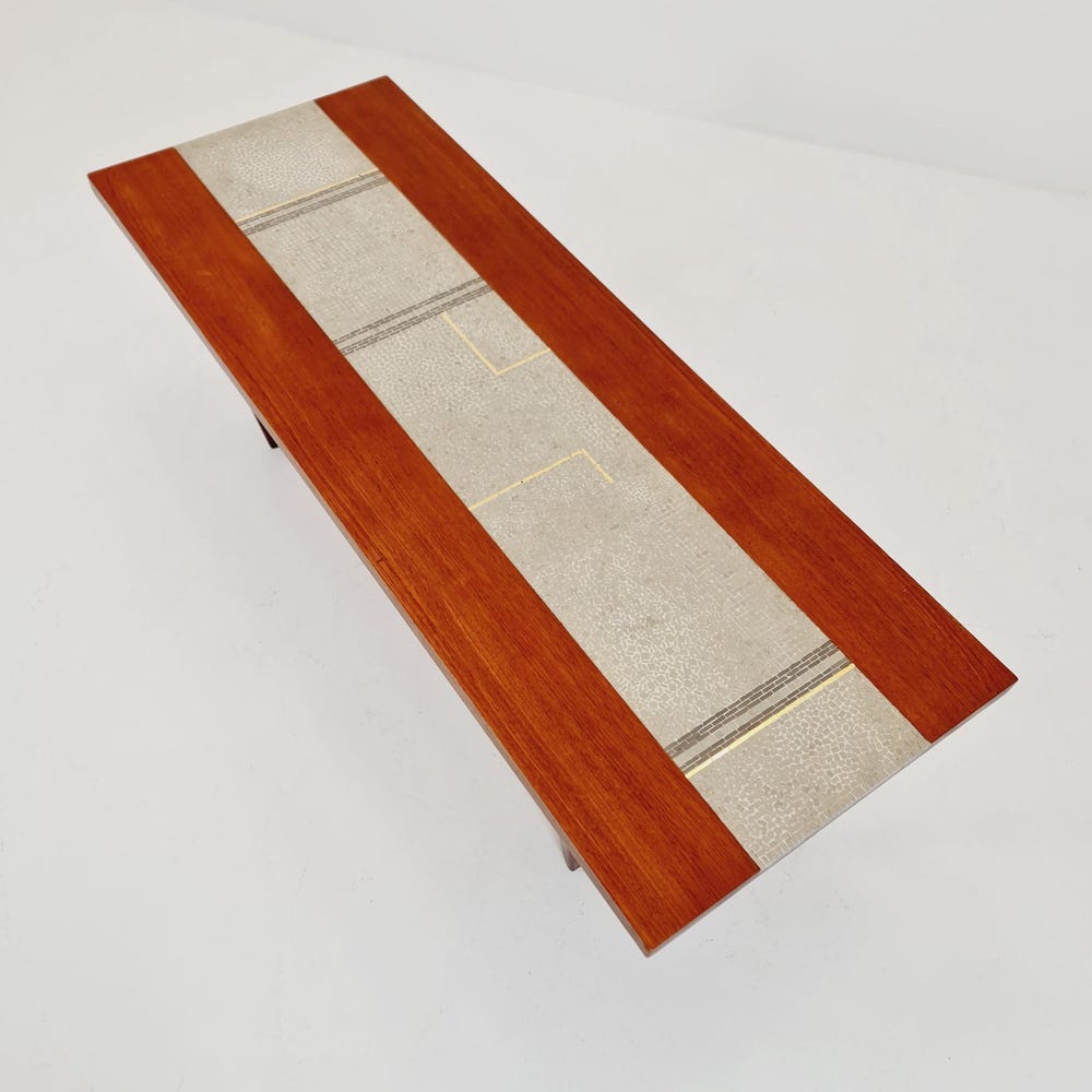 Rare vintage Danish teak mosaic coffee table from the 60s, - Image 4