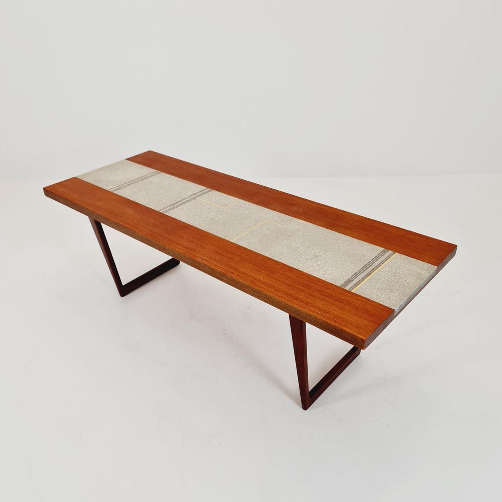 Rare vintage Danish teak mosaic coffee table from the 60s, - Image 10