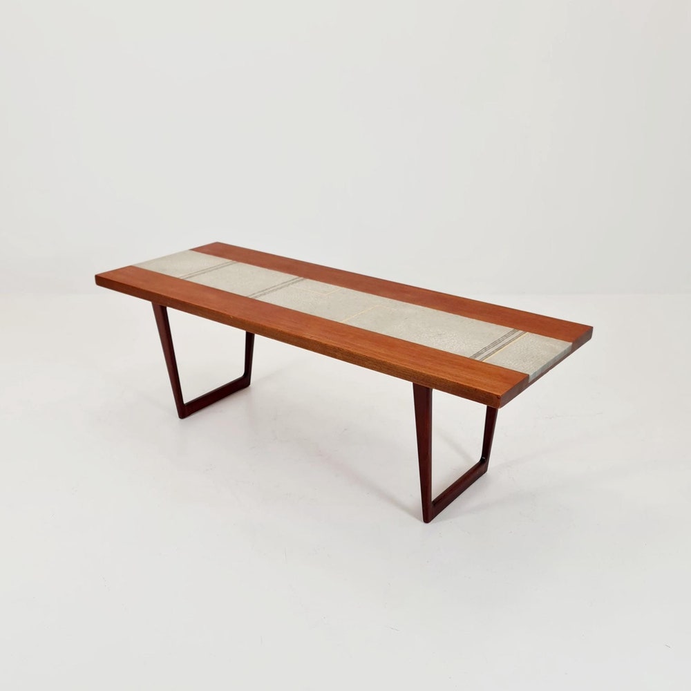 Rare vintage Danish teak mosaic coffee table from the 60s,