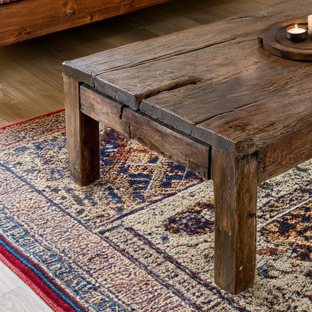 Wooden Rustic handmade wooden coffee table live edge solid wood trestle farmhouse home decor furniture handcrafted rectangular end table - Image 2