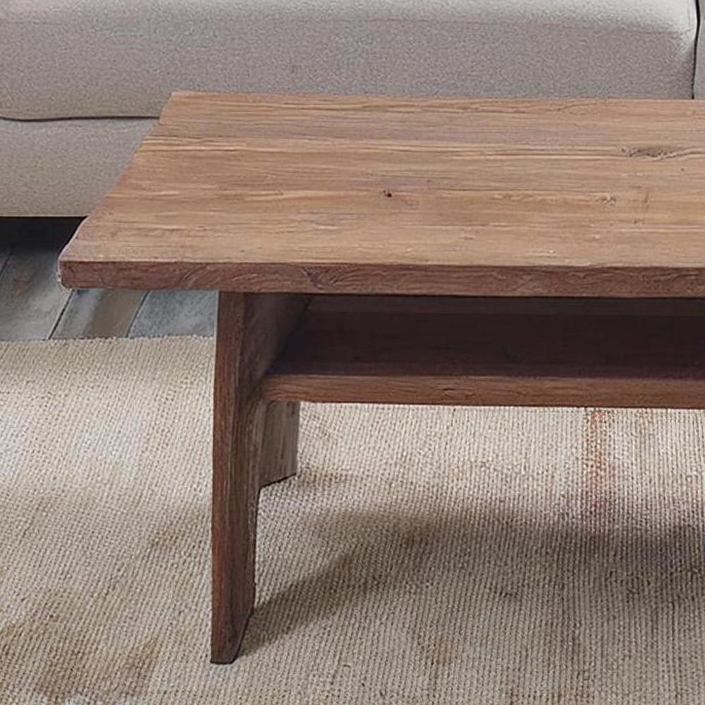 Wooden Rustic handmade wooden coffee table live edge solid wood trestle farmhouse home decor furniture handcrafted rectangular end table - Image 3