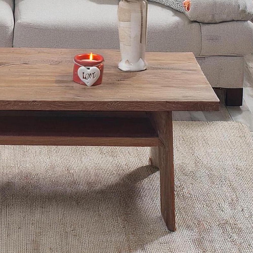 Wooden Rustic handmade wooden coffee table live edge solid wood trestle farmhouse home decor furniture handcrafted rectangular end table - Image 4