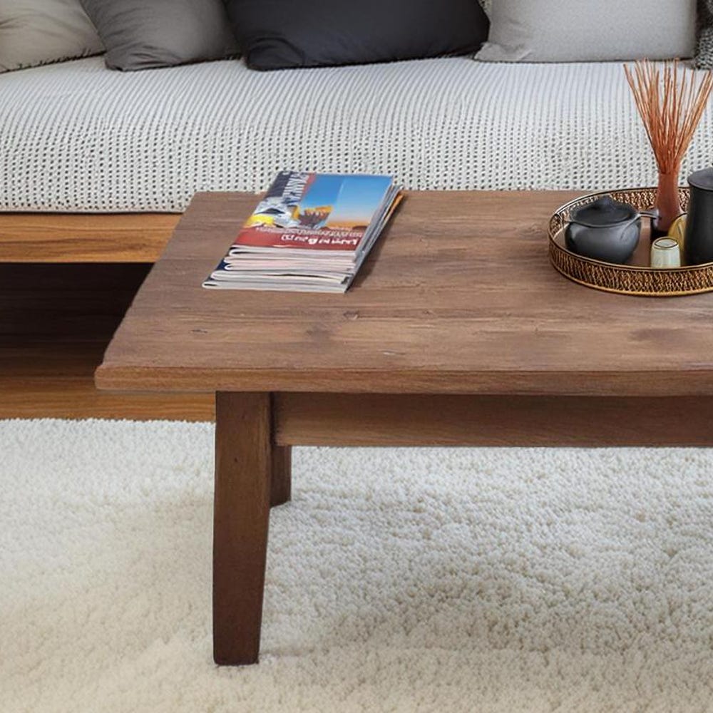 Wooden Rustic handmade wooden coffee table live edge solid wood trestle farmhouse home decor furniture handcrafted rectangular end table - Image 3