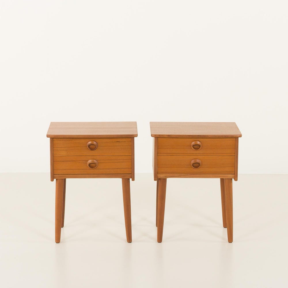Pair of Scandinavian mid century nightstands in the Texmon style, Norway 1960s - Image 2