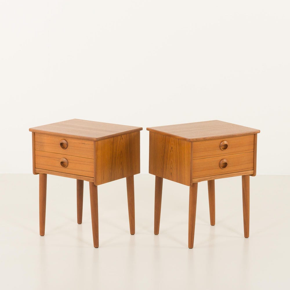 Pair of Scandinavian mid century nightstands in the Texmon style, Norway 1960s - Image 3