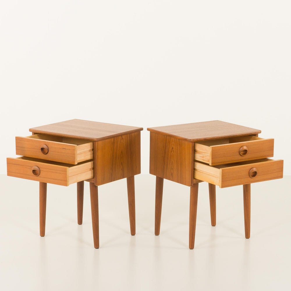 Pair of Scandinavian mid century nightstands in the Texmon style, Norway 1960s - Image 4