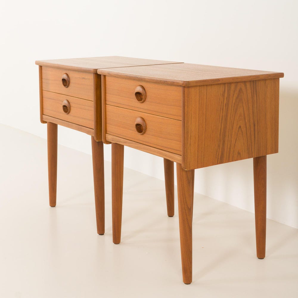 Pair of Scandinavian mid century nightstands in the Texmon style, Norway 1960s - Image 6