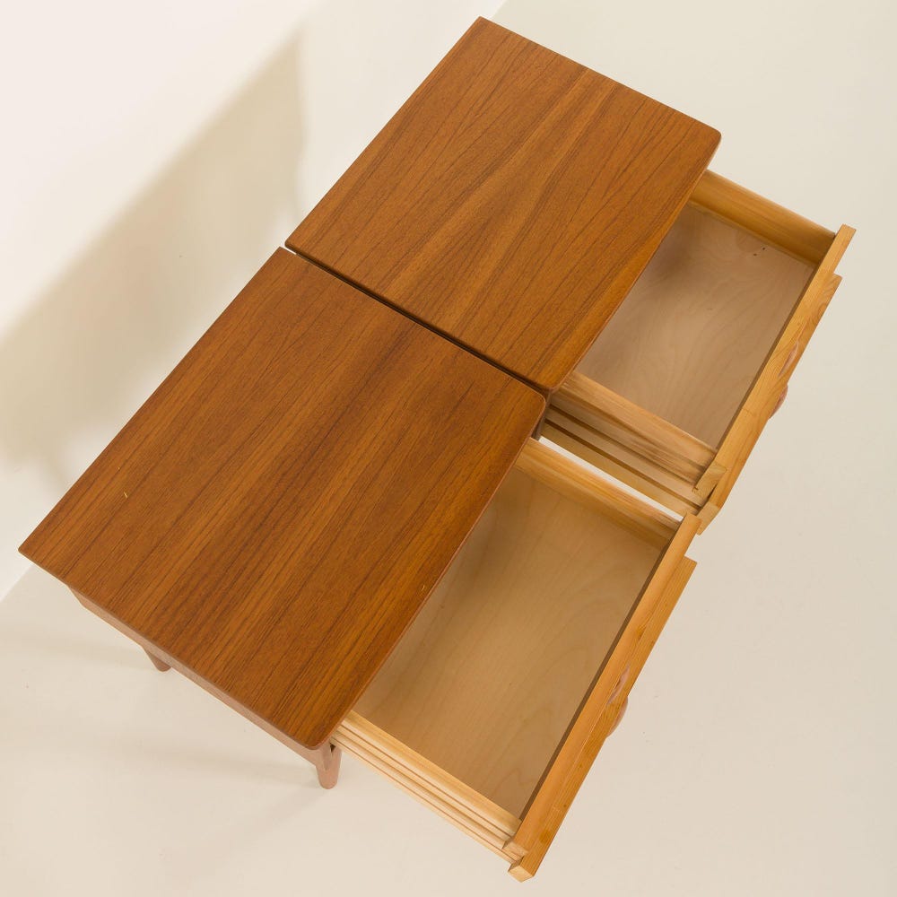 Pair of Scandinavian mid century nightstands in the Texmon style, Norway 1960s - Image 8