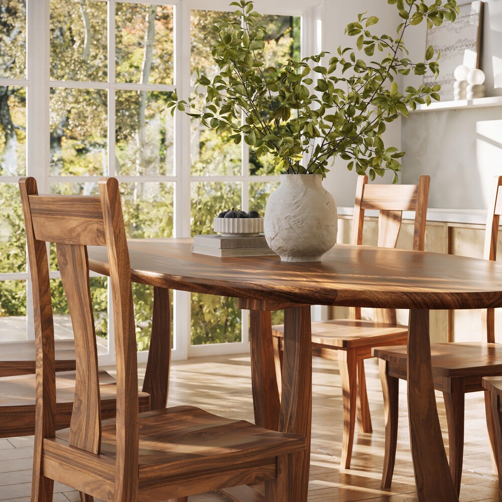 The Quinn Oval Walnut Dining Table, Wooden Dining Table, Oval Kitchen Table, Oval Family Table, Table with Wooden Base, Rounded Dining Table - Image 3