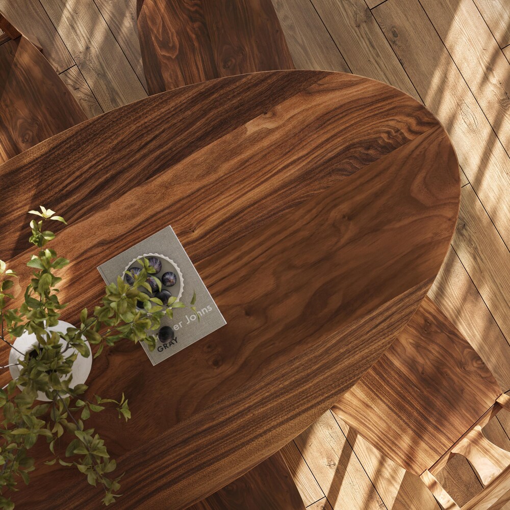 The Quinn Oval Walnut Dining Table, Wooden Dining Table, Oval Kitchen Table, Oval Family Table, Table with Wooden Base, Rounded Dining Table - Image 5