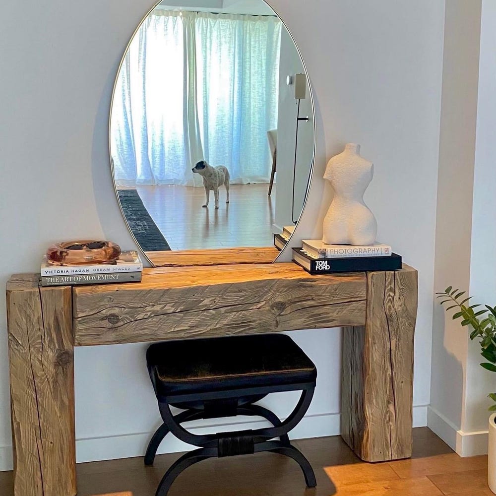 Old beam console table unique dovetailed old wood rustic style table loft organic reclaimed barn wood entryway natural table MFW design - Image 6