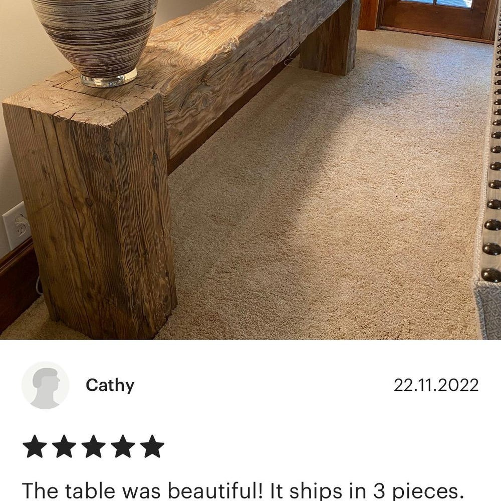 Old beam console table unique dovetailed old wood rustic style table loft organic reclaimed barn wood entryway natural table MFW design - Image 10