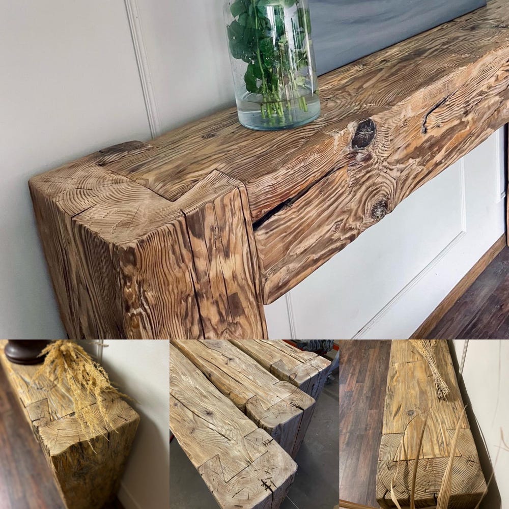 Old beam console table unique dovetailed old wood rustic style table loft organic reclaimed barn wood entryway natural table MFW design - Image 9