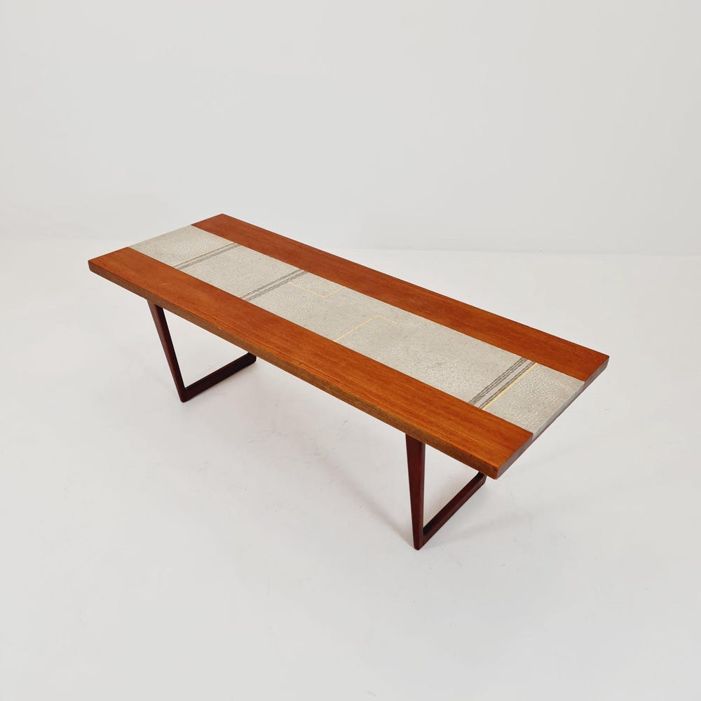 Rare vintage Danish teak mosaic coffee table from the 60s, - Image 3