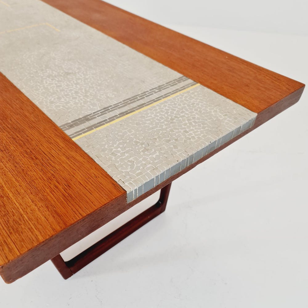 Rare vintage Danish teak mosaic coffee table from the 60s, - Image 8