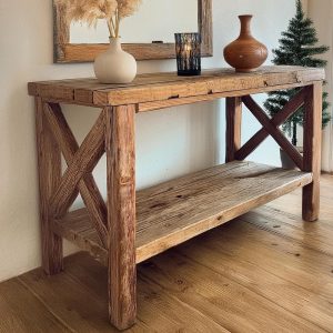Wooden Rustic Style handmade console table live edge solid wood dresser table hallway sofa entryway farmhouse foyer home decor furniture
