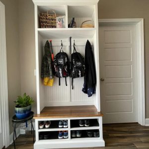 Moraga Mudroom Hall Tree Bench with Shoe Storage | 2-Section Entryway Organizer | Custom Hall Tree | Farmhouse Storage Bench