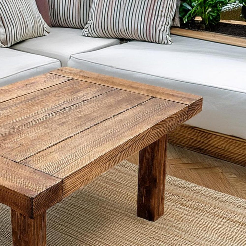 Wooden Rustic handmade wooden coffee table live edge solid wood trestle farmhouse home decor furniture handcrafted rectangular end table - Image 3