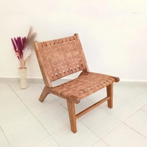 il_1000x1000.6652986182_dg48.jpg Tan Woven Leather Chair - Modern Accent Chair, Boho Lounge Chair for Living Room, Handmade Walnut Wood and Leather Chair, Reading Nook