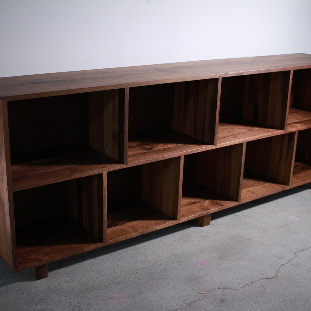 Sesto Vinyl Console, 82"W, Modern Record Credenza, Wide Handcrafted LP Console, Hardwood LP Console (Shown in Walnut) - Image 4