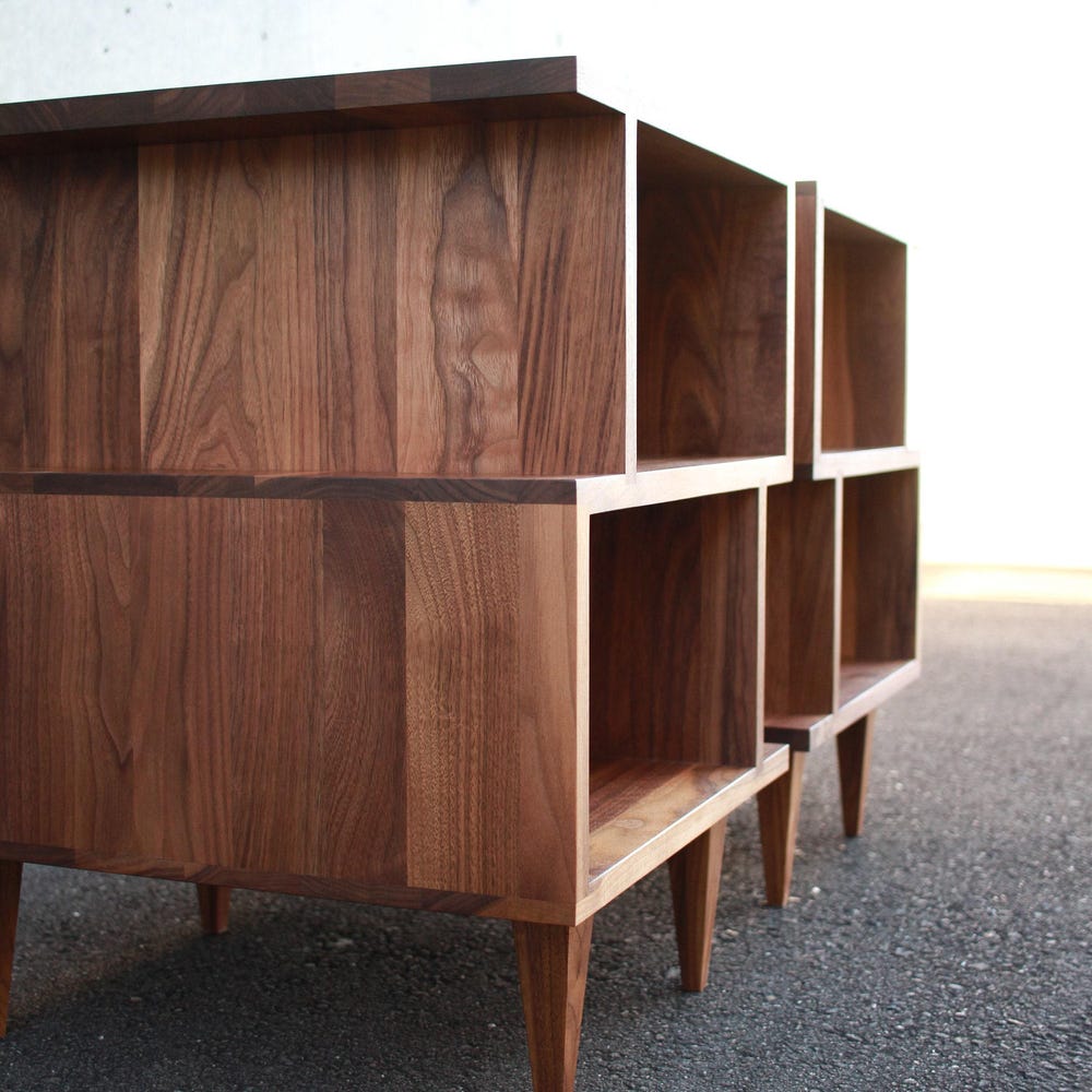 OFFSTACK End Table, Geometric Night Stand, Stacked Offset Nightstand, Wood Offset End Table (Shown in Walnut) - Image 6