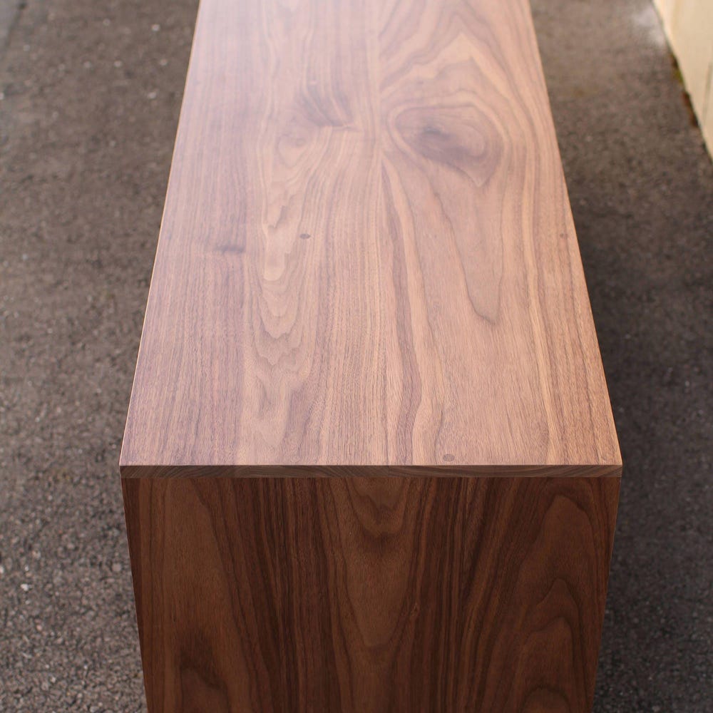 Warner Foyer Bench / LP Vinyl Storage, Modern Entry Storage, Mid Century Inspired, Record Bench (Shown in Walnut) - Image 2