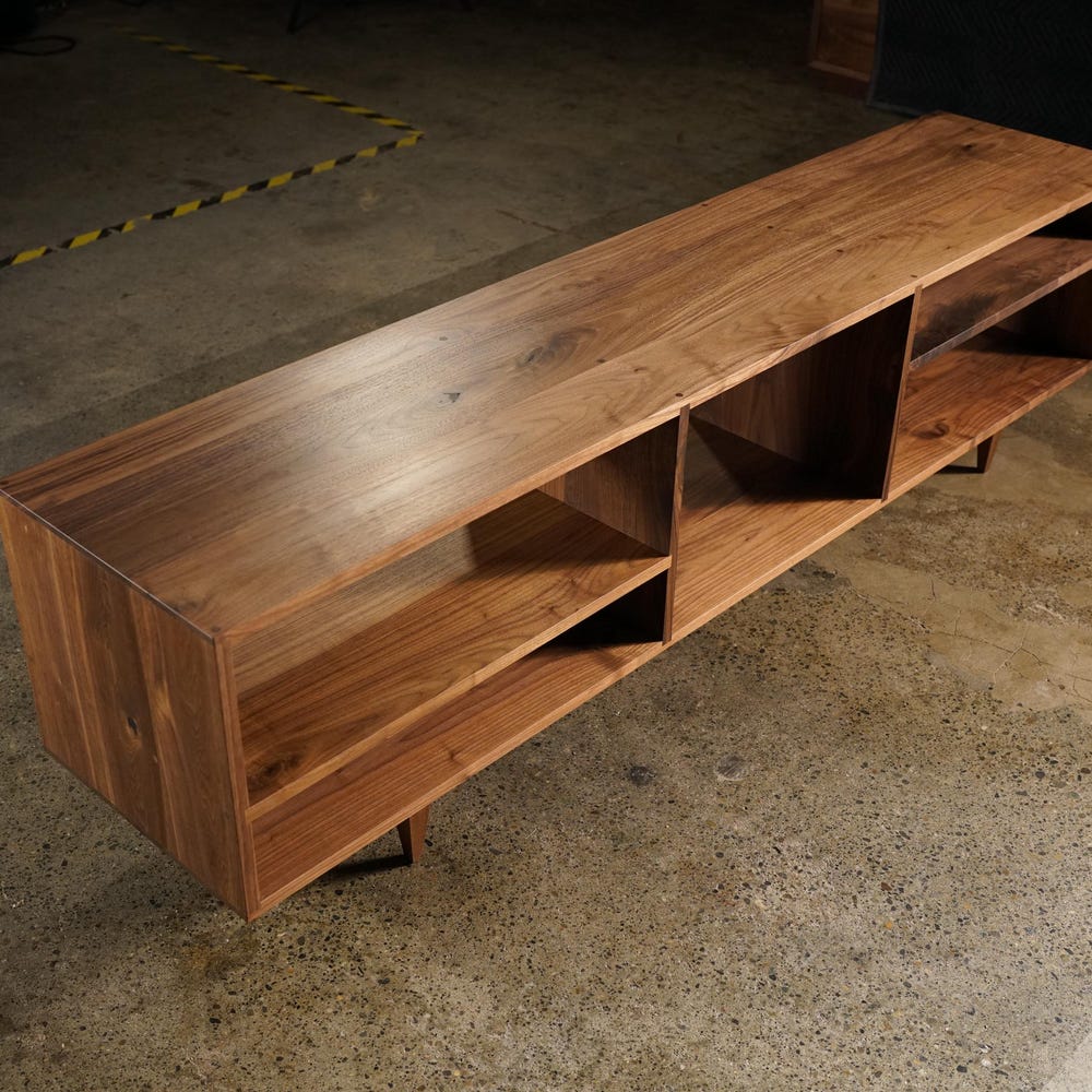 Braca Media Console, Mid-Century Credenza, Modern Sideboard, Solid Hardwood Media Console (Shown in Walnut) - Image 3