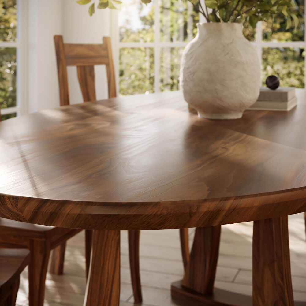 The Quinn Oval Walnut Dining Table, Wooden Dining Table, Oval Kitchen Table, Oval Family Table, Table with Wooden Base, Rounded Dining Table - Image 4