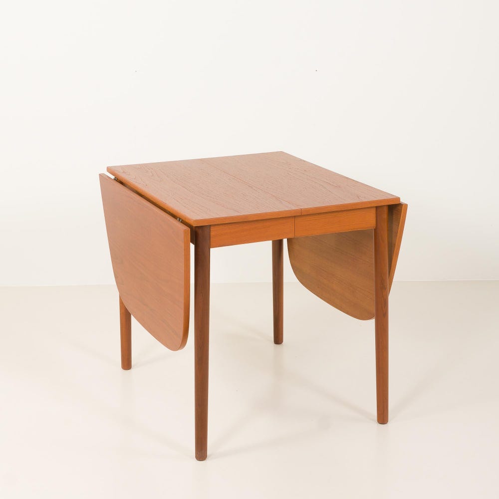 Danish mid-century teak drop leaf table, 1960s - Image 7