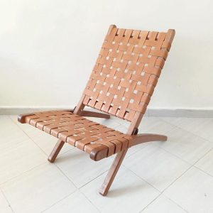 il_1000x1000.6668787817_jh01-1.jpg Foldable Woven Leather Chair – Handmade Tan Leather Lounge Chair – Wooden Accent Chair, Boho Reading Chair, Wood Relax Chair for Living Room