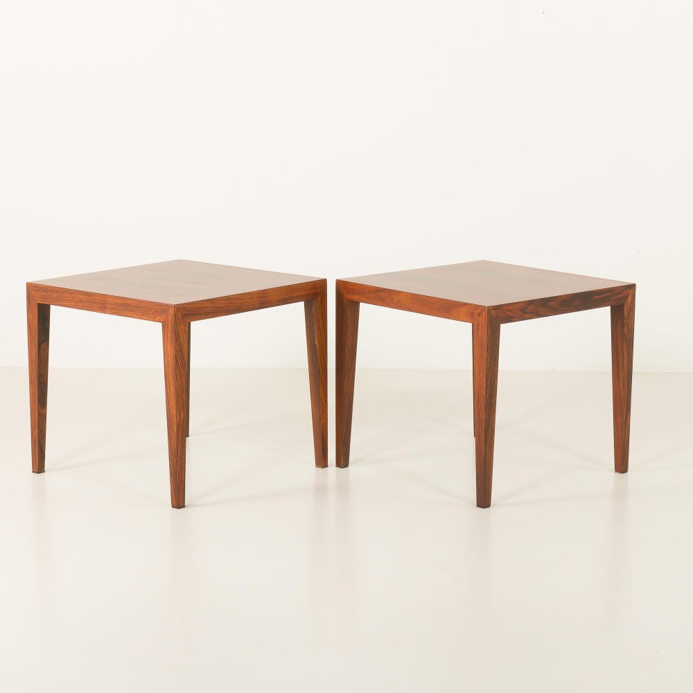 Pair of Severin Hansen rosewood side tables or nighstands for Haslev, 1960s - Image 2