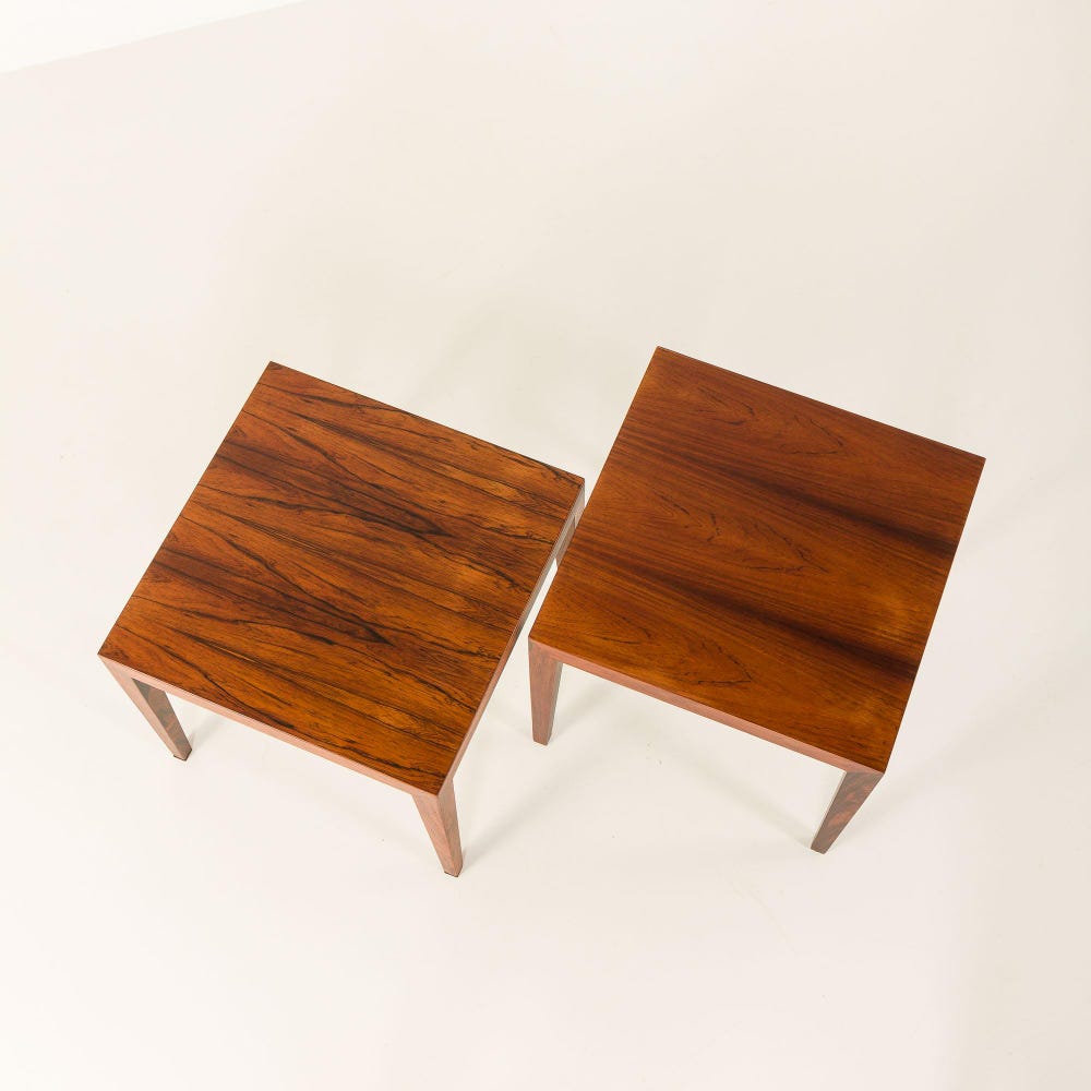 Pair of Severin Hansen rosewood side tables or nighstands for Haslev, 1960s - Image 5